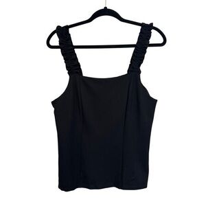 French Connection Black Sleeveless Top with Ruched Straps